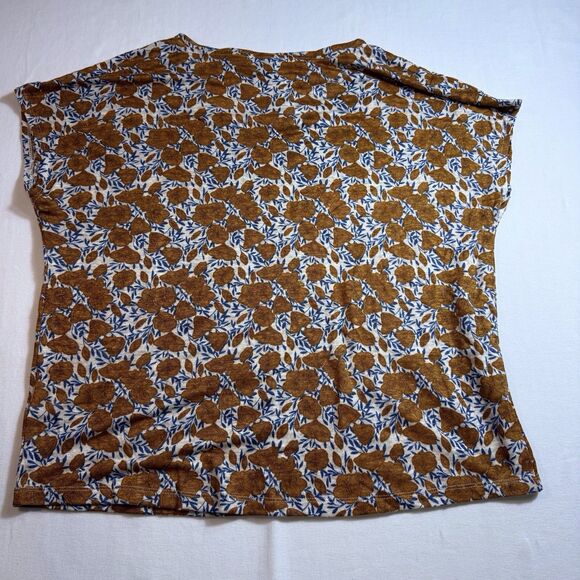NWT Rachel Zoe Size Small Womens Orange Floral Linen Top Short Sleeve Shirt Boho - Picture 3 of 11